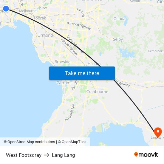 West Footscray to Lang Lang map