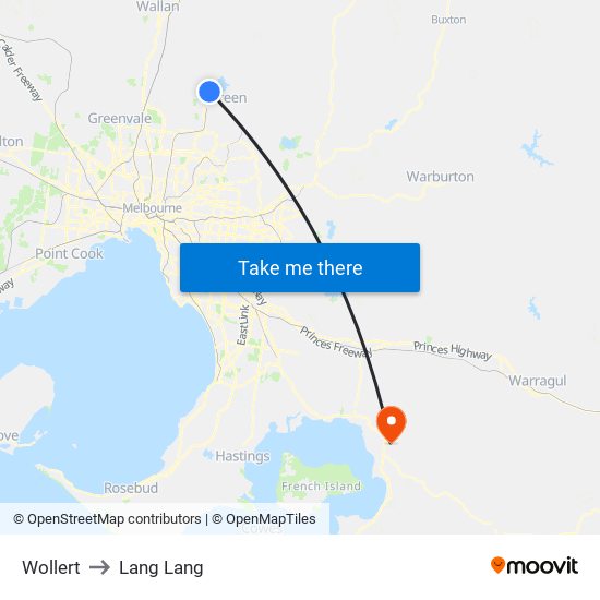 Wollert to Lang Lang map