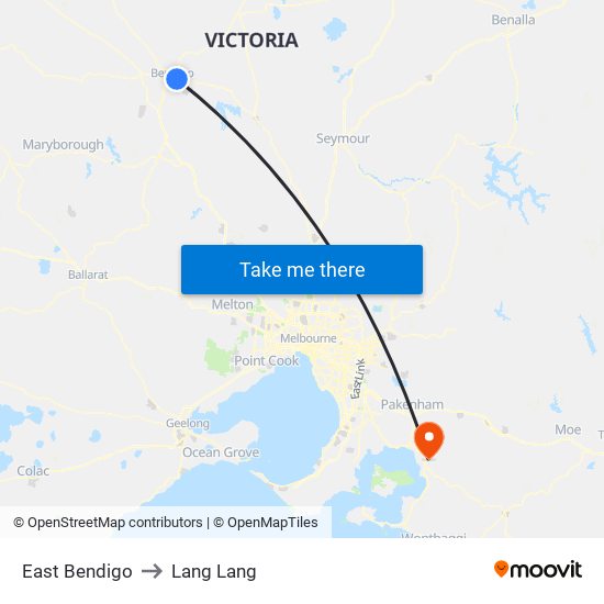 East Bendigo to Lang Lang map