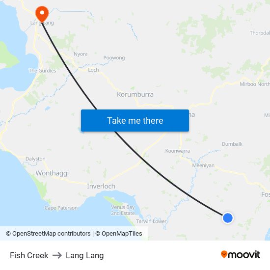 Fish Creek to Lang Lang map