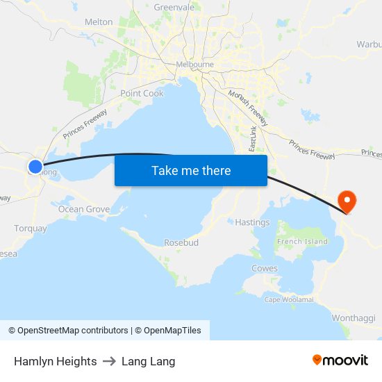 Hamlyn Heights to Lang Lang map