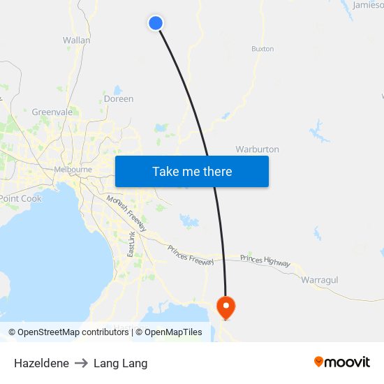 Hazeldene to Lang Lang map