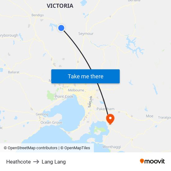 Heathcote to Lang Lang map