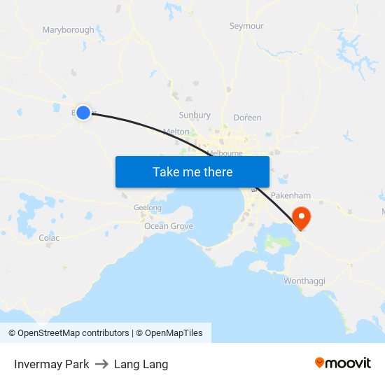 Invermay Park to Lang Lang map