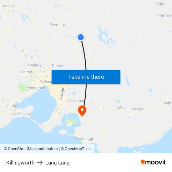 Killingworth to Lang Lang map