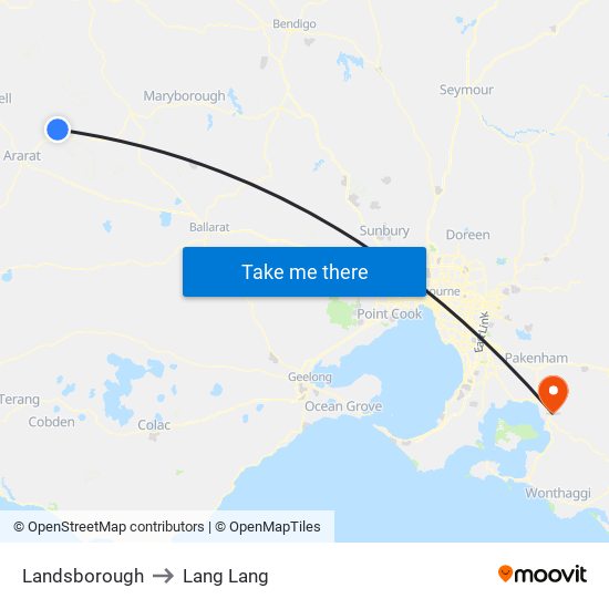 Landsborough to Lang Lang map