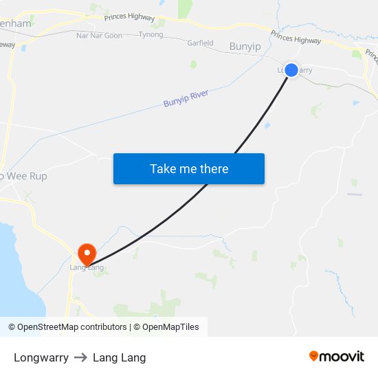 Longwarry to Lang Lang map