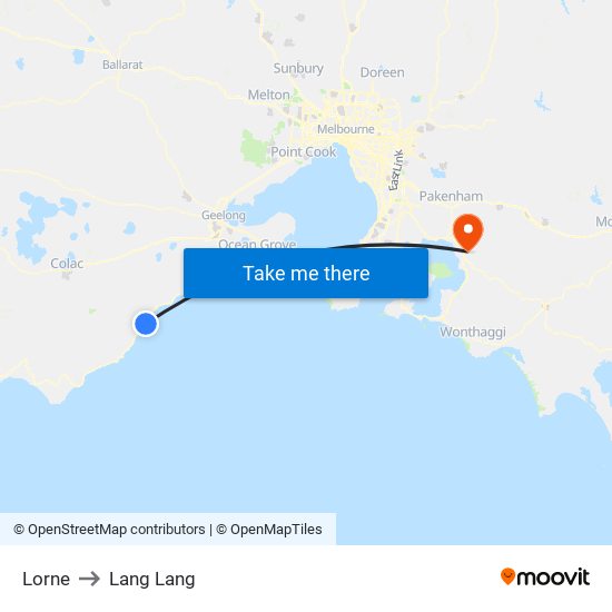 Lorne to Lang Lang map