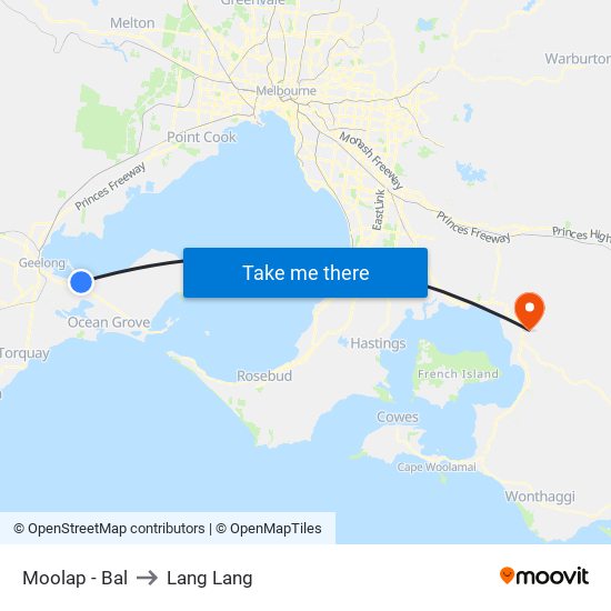 Moolap - Bal to Lang Lang map