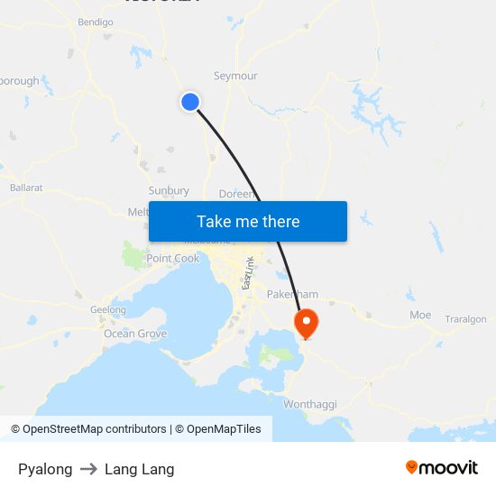 Pyalong to Lang Lang map