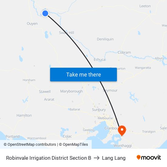 Robinvale Irrigation District Section B to Lang Lang map