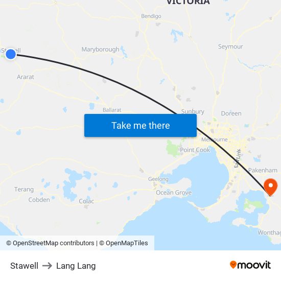 Stawell to Lang Lang map