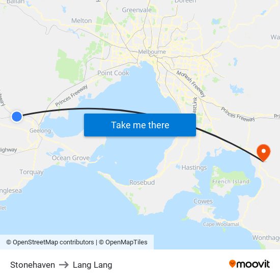 Stonehaven to Lang Lang map