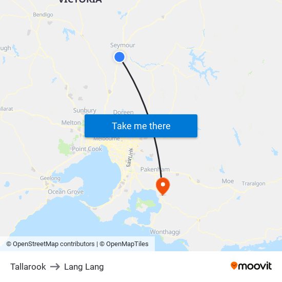 Tallarook to Lang Lang map