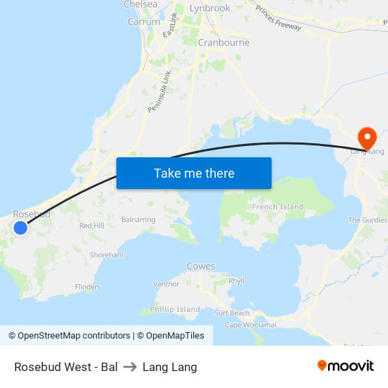 Rosebud West - Bal to Lang Lang map