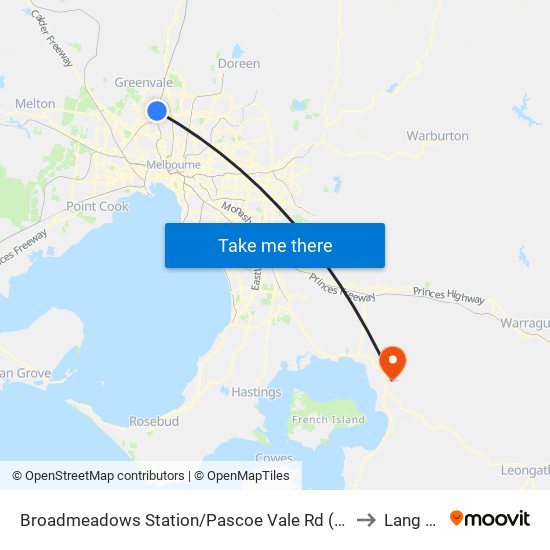 Broadmeadows Station/Pascoe Vale Rd (Broadmeadows) to Lang Lang map