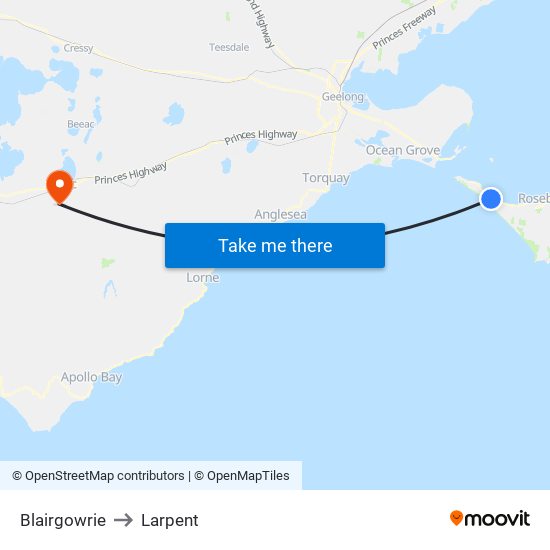Blairgowrie to Larpent map