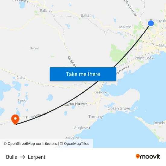 Bulla to Larpent map