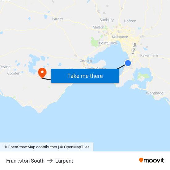 Frankston South to Larpent map