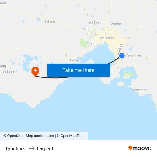Lyndhurst to Larpent map