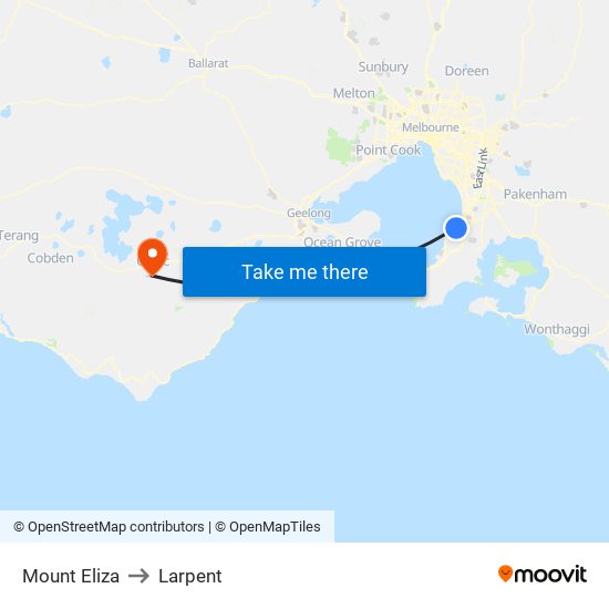Mount Eliza to Larpent map