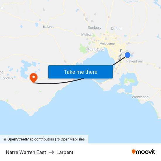 Narre Warren East to Larpent map