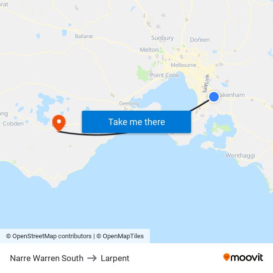 Narre Warren South to Larpent map