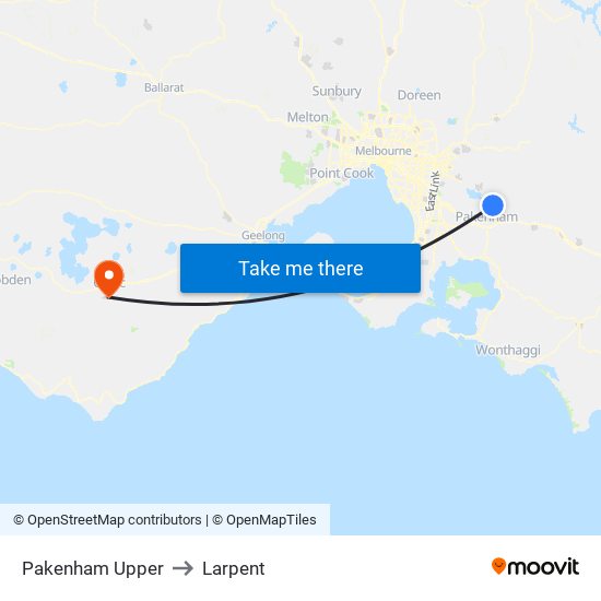 Pakenham Upper to Larpent map