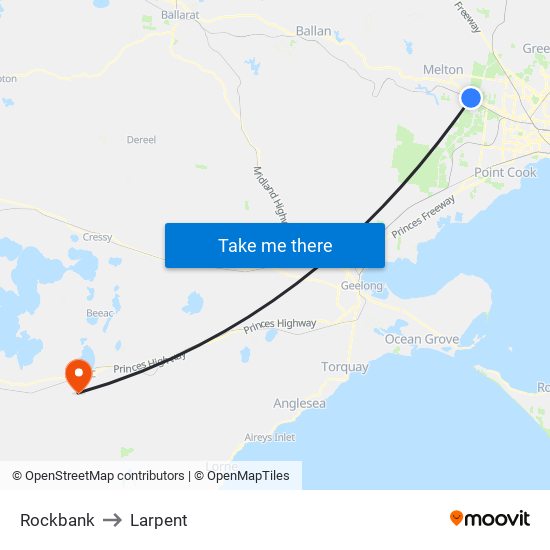 Rockbank to Larpent map