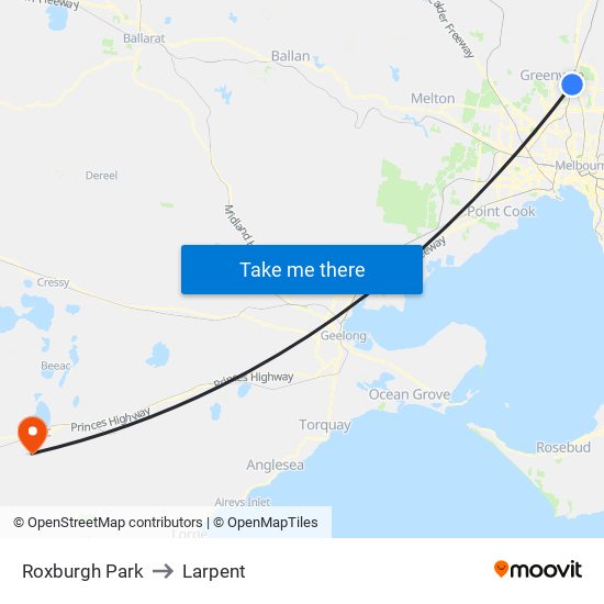 Roxburgh Park to Larpent map