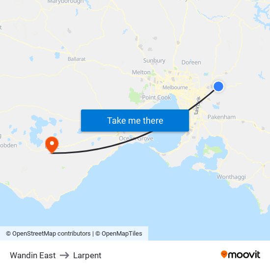 Wandin East to Larpent map