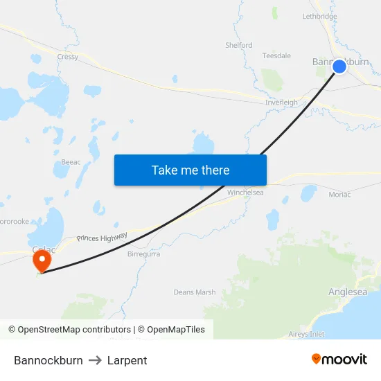 Bannockburn to Larpent map