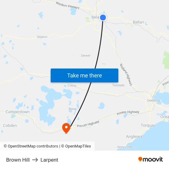 Brown Hill to Larpent map