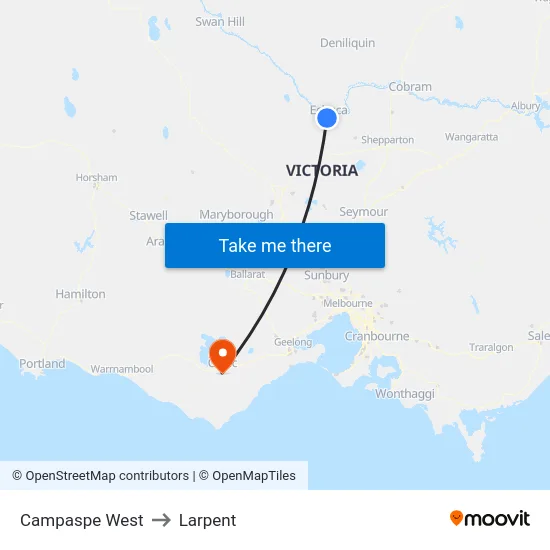 Campaspe West to Larpent map