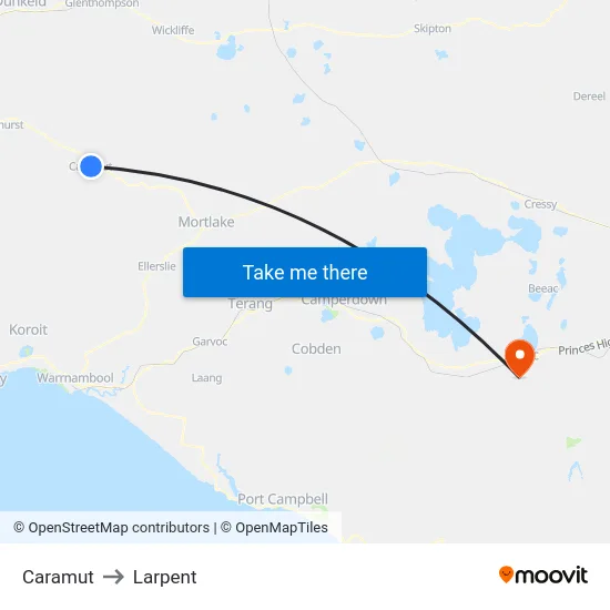 Caramut to Larpent map