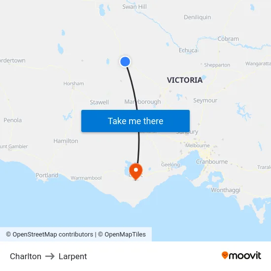 Charlton to Larpent map