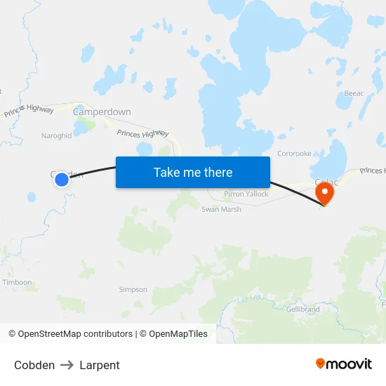 Cobden to Larpent map