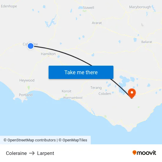 Coleraine to Larpent map