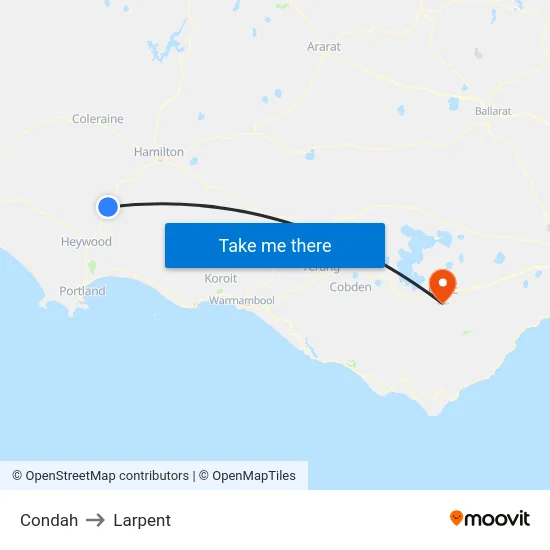 Condah to Larpent map