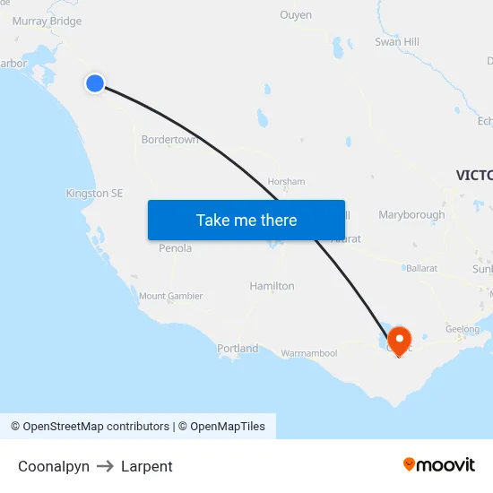 Coonalpyn to Larpent map