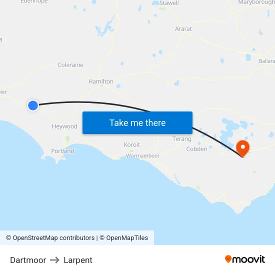 Dartmoor to Larpent map