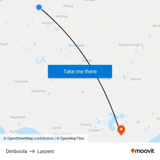 Dimboola to Larpent map