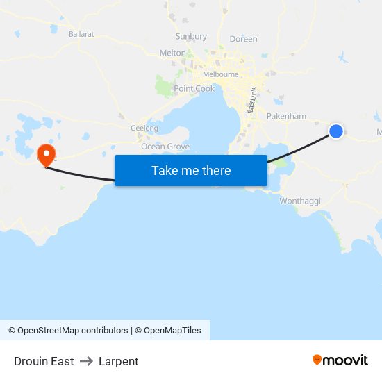 Drouin East to Larpent map