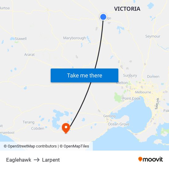 Eaglehawk to Larpent map