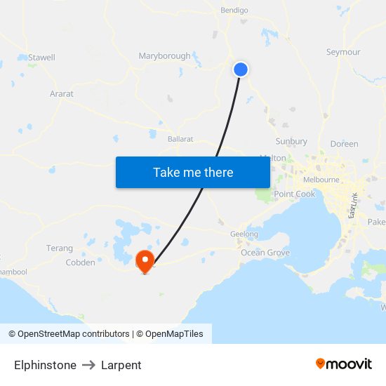 Elphinstone to Larpent map