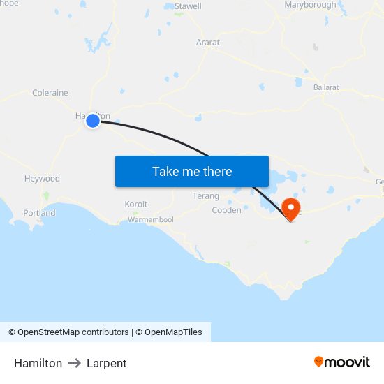 Hamilton to Larpent map
