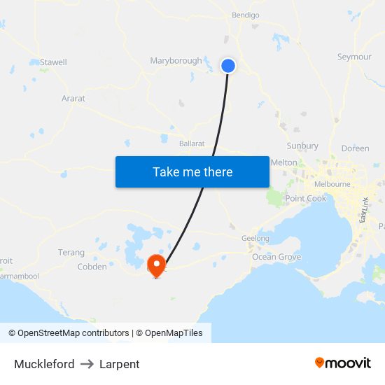 Muckleford to Larpent map