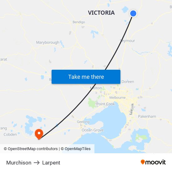 Murchison to Larpent map