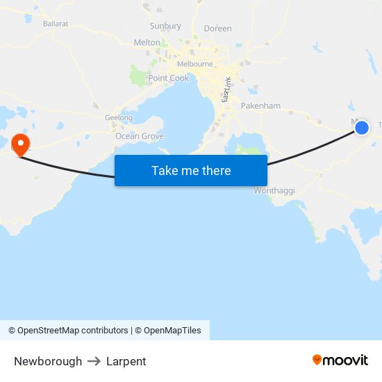 Newborough to Larpent map