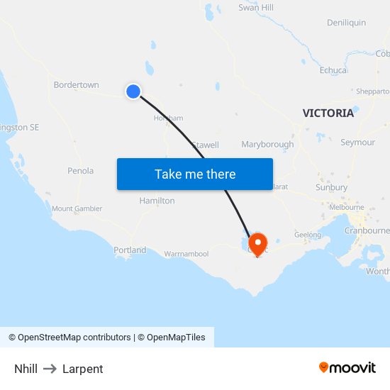 Nhill to Larpent map